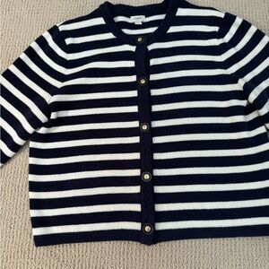JCrew Factory Navy & White cotton sweater